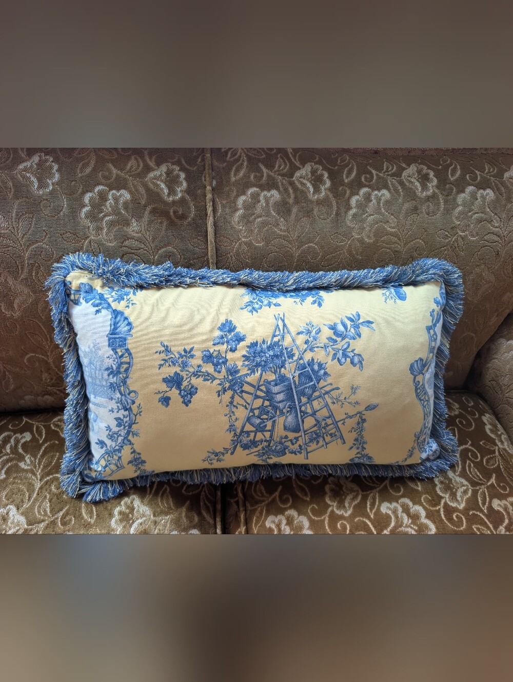 Vintage Toile de Jouy Pillow, French Country Chinoiserie Throw Pillow
